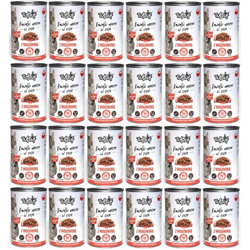 TUF TUF Katzenfutter STÜCKE IN SAUCE Rindfleisch 415 g x 24