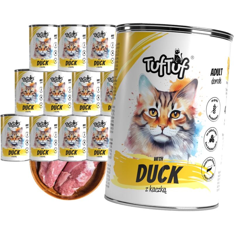 Tuf Tuf Nassfutter für Katzen, Dosenfleisch mit Ente, 400 g