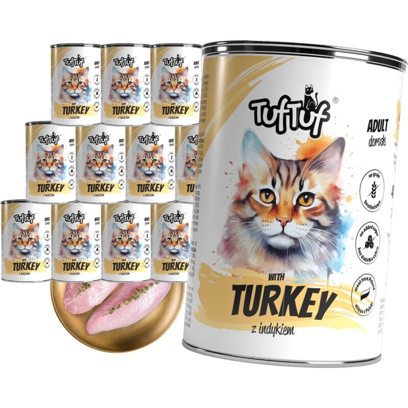 Tuf Tuf Nassfutter für Katzen, Dosenfleisch mit Truthahn, 400 g