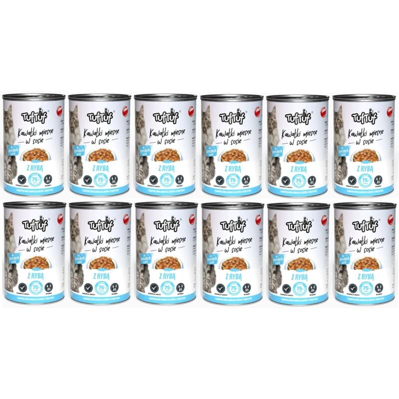 TUF TUF Nassfutter für Katzen Fleischstücke Fisch 415 g x 12 Stück