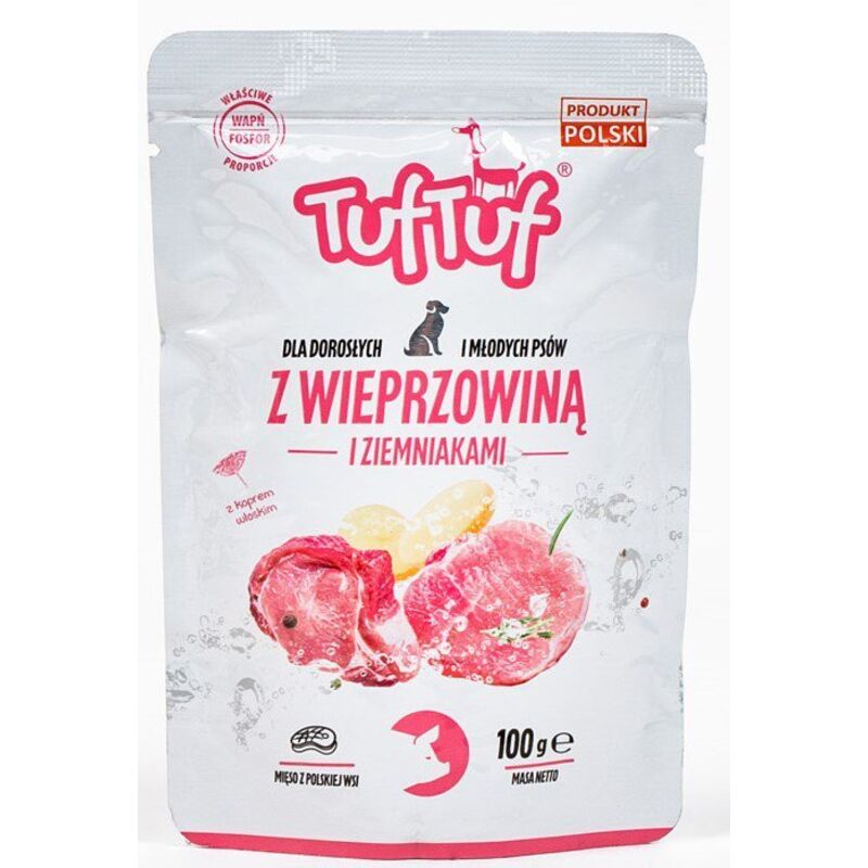 Tuf tuf Nassfutter für Hunde 100g Beutel – Schweinefleisch mit Kartoffeln