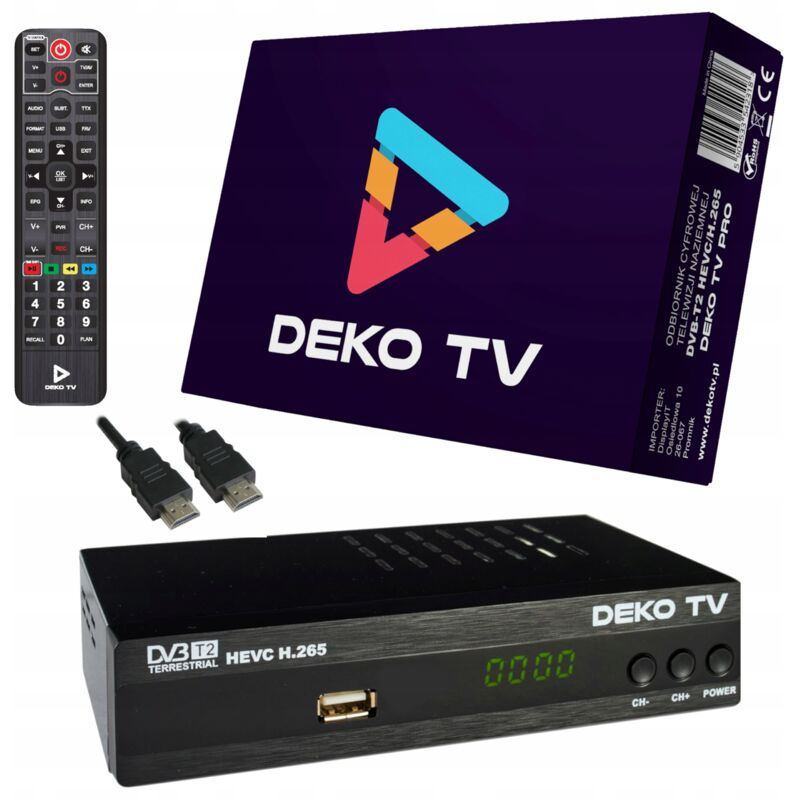 Tuner-Decoder DVBT2 DekoTV PRO Terrestrisches Fernsehen DVB-T2 HEVC H.265 DEKO