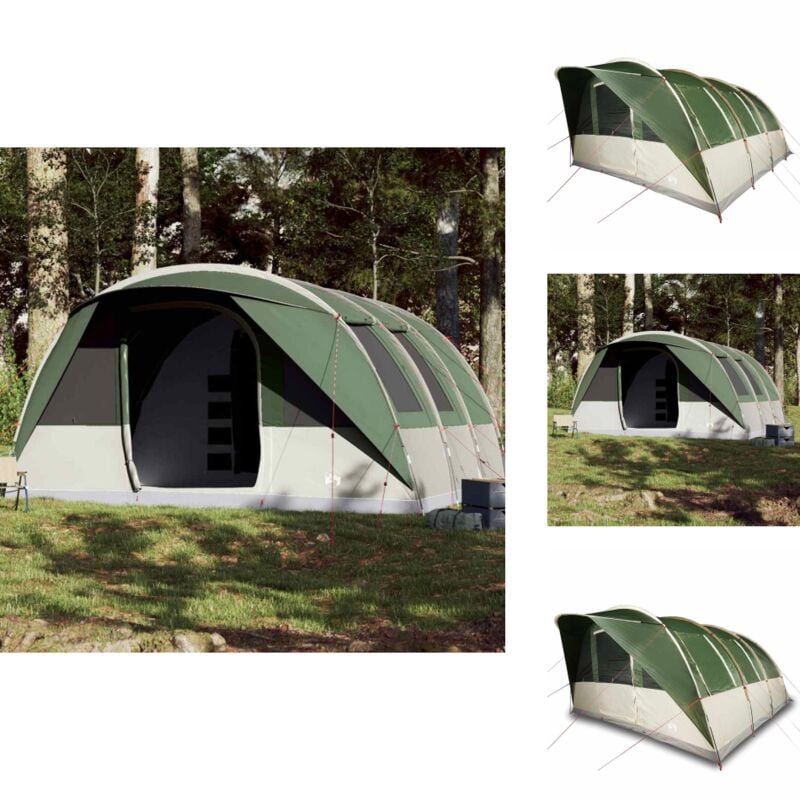 Tunnel-Familienzelt 7 Personen Grün Wasserdicht - Campingzelt - Familienzelt - Tunnelzelt - Wasserfestes Zelt - Sommerzelt