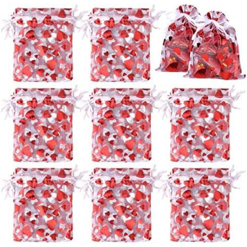 TUPARKA 120Pcs Valentinstag a Geschenk-Taschen Love Heart Organza Beutel Säckchen Beutel für Schmuck Verpackung, Hochzeit Geschenk-Beutel