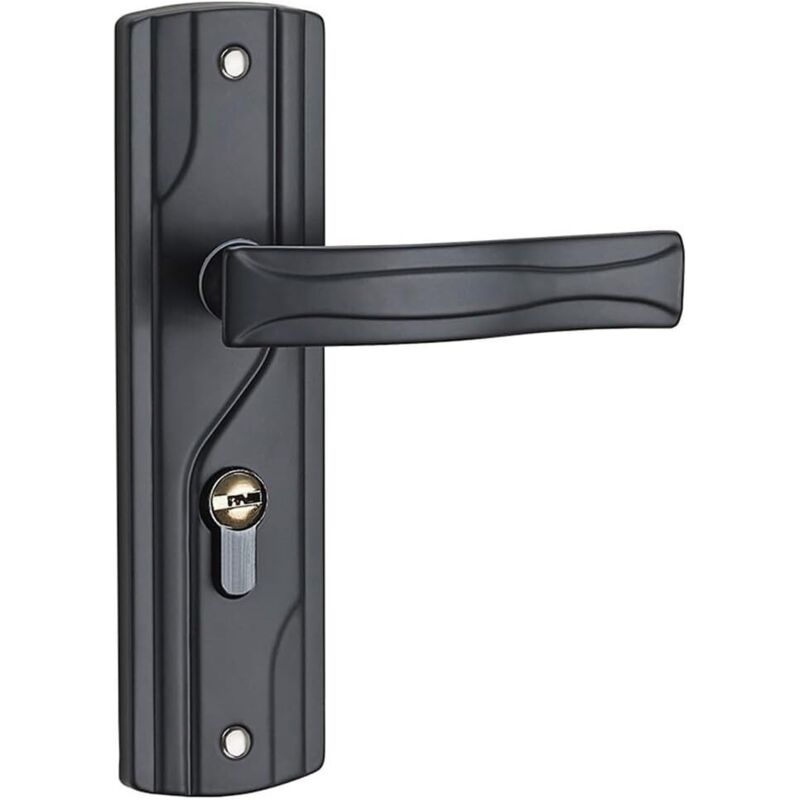 Türgriff-Schlossschlüssel-Set, Schlafzimmer-Set, schwarzer großer Knauf, Manganstahl für Schlafzimmer, Wohnzimmer und andere Bereiche