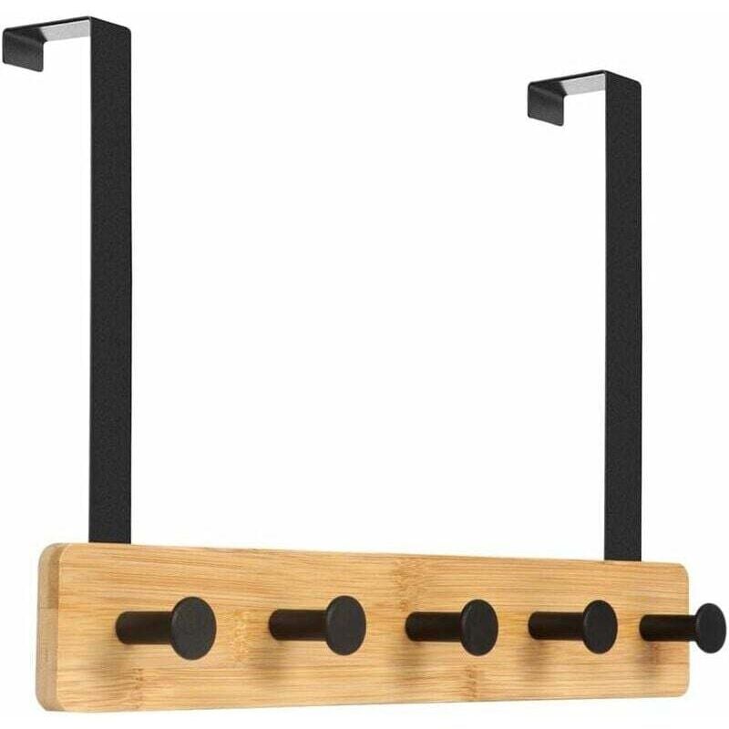 Türhaken, 5 Haken, Türhaken für Schlafzimmer, Garderobenständer zur Aufbewahrung von Mänteln, Jacken, Bademänteln, Handtaschen und mehr – Natur