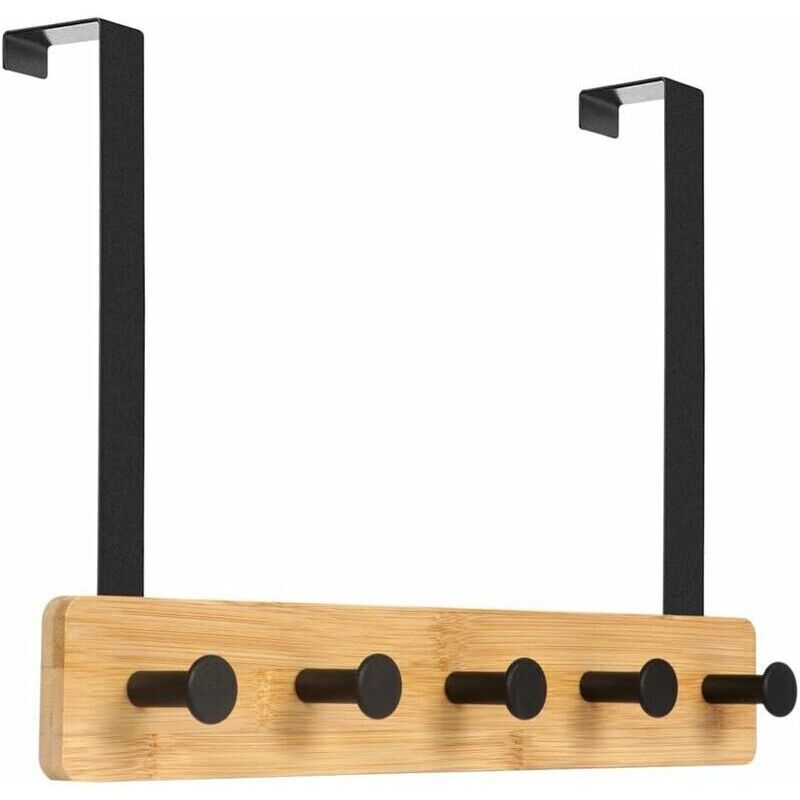 Türhänger mit 5 Haken, Schlafzimmertürhaken zum Aufhängen von Mänteln, Jacken, Bademänteln, Handtaschen und mehr - Natur -