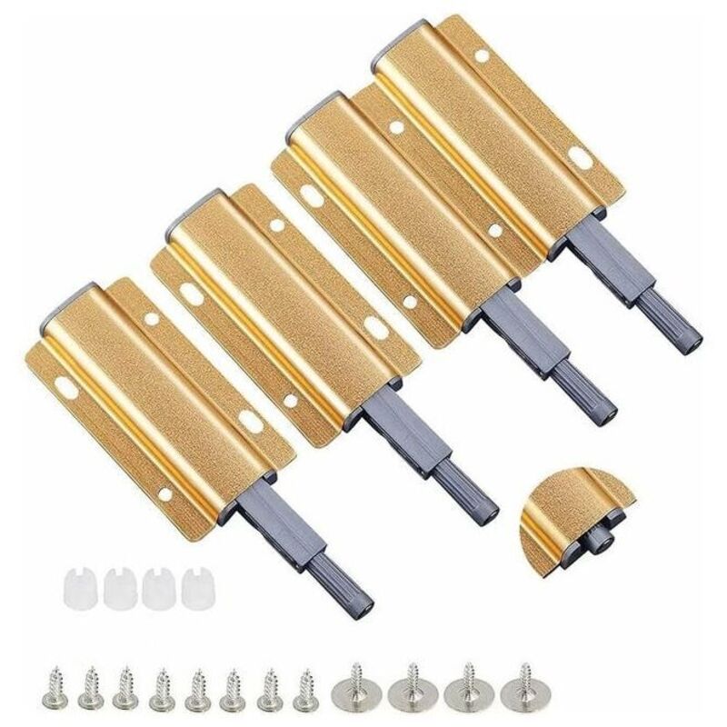 KZQ - Türverschlüsse zum Öffnen per Push-to-Open, 4er-Pack goldene magnetische Druckriegel für Push-to-Open-Schränke