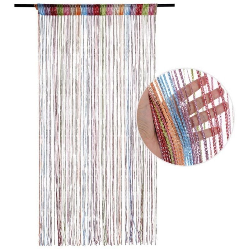 Türvorhang mit Pailletten, 100 x 200 cm, mit Quasten, zur Raumteilung und Wahrung der Privatsphäre (bunt)