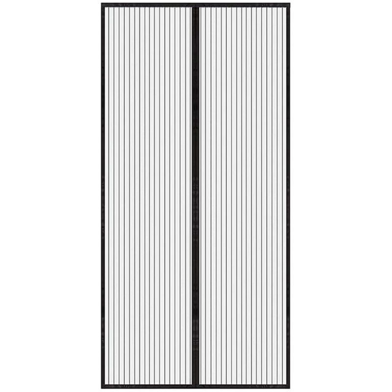 Türvorhang mit schwarzen Streifen, 90 x 210 cm, weicher magnetischer Netz-Türvorhang, Sommer-Moskitonetz-Türvorhang.