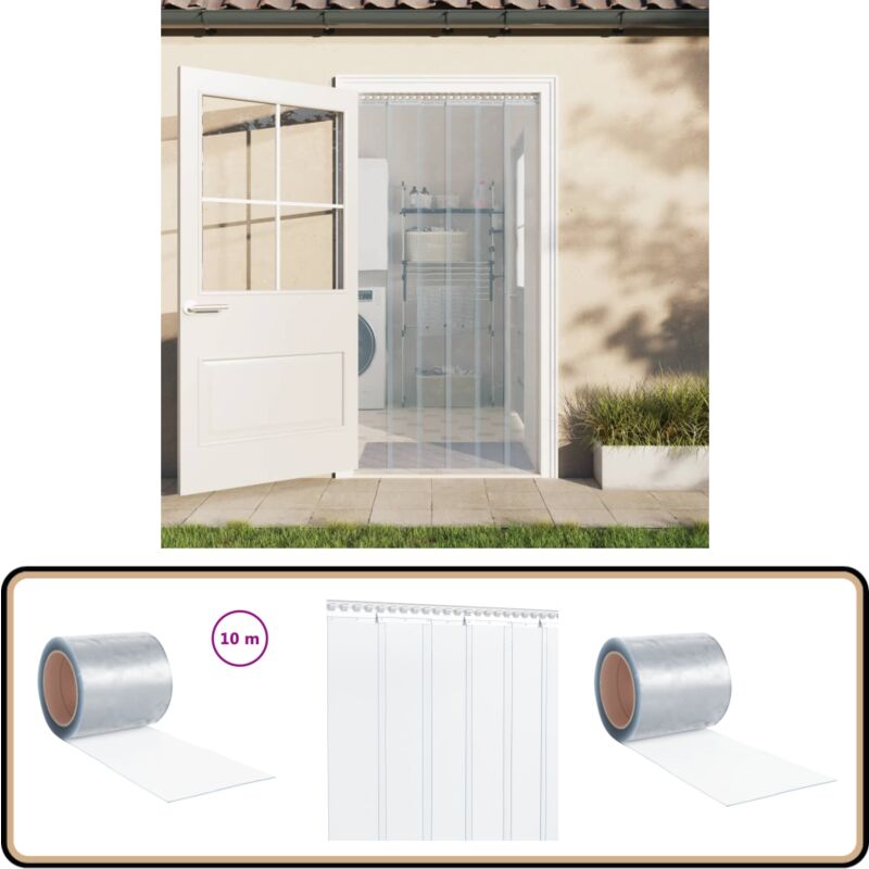 Türvorhang Transparent 200x1,6 mm 10 m pvc - pvc Türvorhang - Transparenter Türschluss - Fensterband - Isolierungstürvorhang - Schallschutzrollo