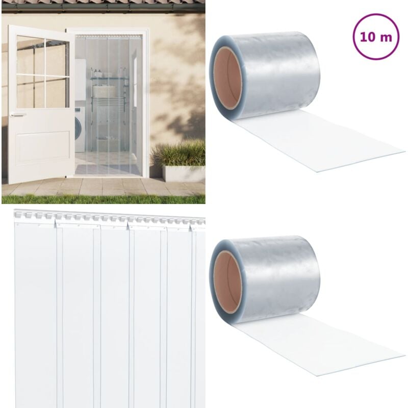 Türvorhang Transparent 200x1,6 mm 10 m pvc - pvc Türvorhang - Transparenter Türschluss - Fensterband - Isolierungstürvorhang - Schallschutzrollo