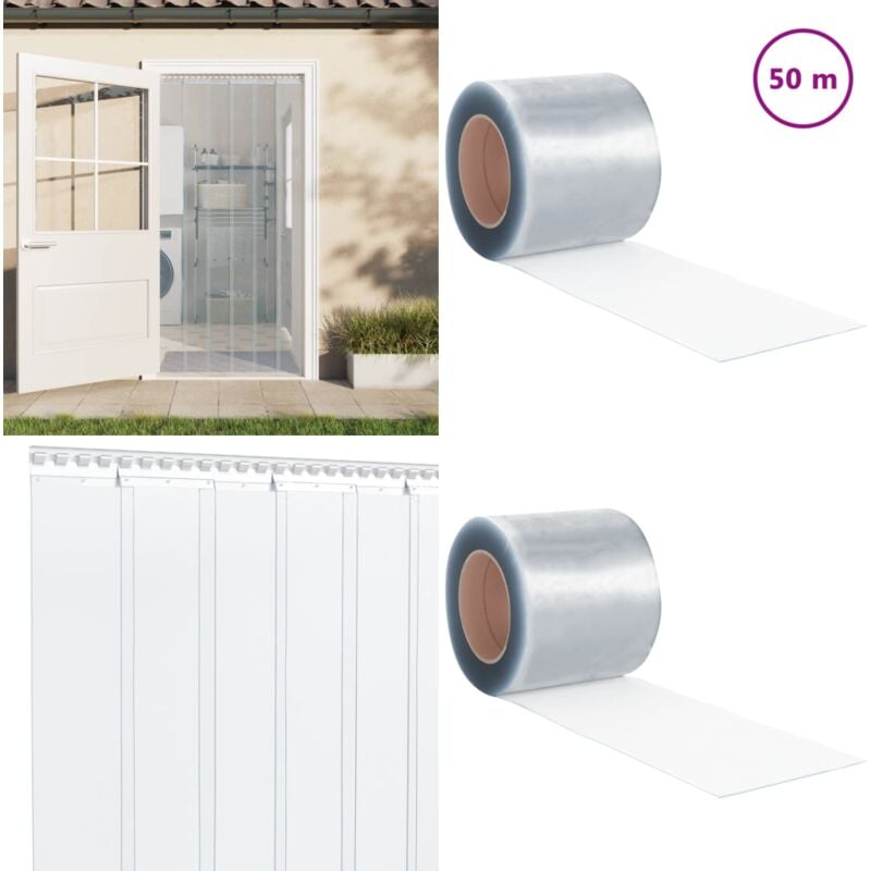 Türvorhang Transparent 200x1,6 mm 50 m pvc - pvc Türvorhang - Transparenter Türvorhang - Isolierstreifen - Schallschutzrollo - Insektenschutz - Home