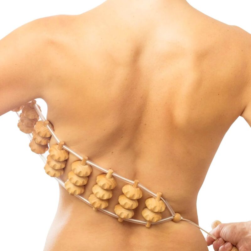 Tuuli Holz-Rückenmassageroller 120 cm – Massagegerät mit Griff für intensive Rückenmassage (Rollfläche 40×7 cm)