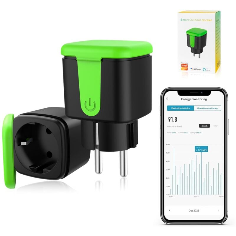 Sunxury - Tuya eu 16A WiFi Smart Wasserdichte Steckdose für den Außenbereich Smart Living mit Alexa Google Home Control