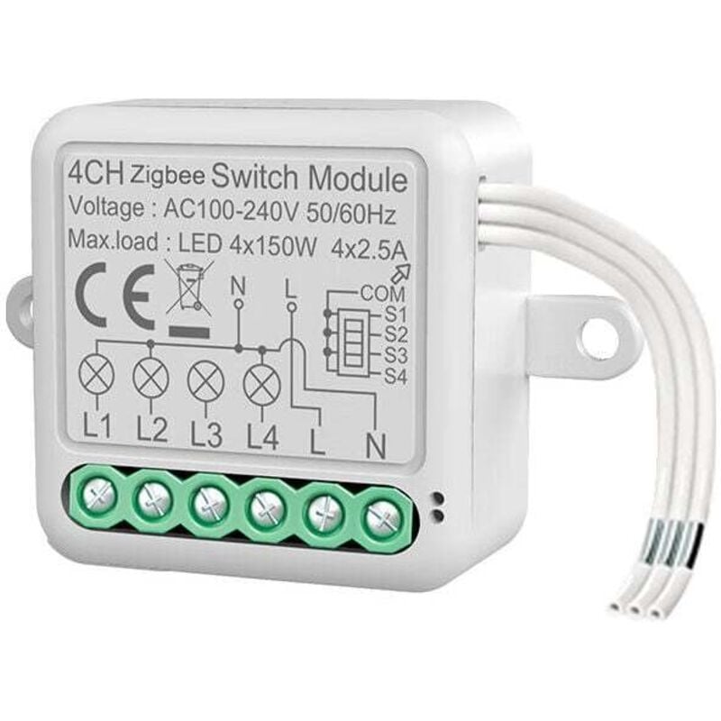 Tuya Smart Switch ZigBee Remote Switch Modul Unsichtbarer Schalter Zero Fire Versteckter Schalter Timer, ZigBee Zero Fire 4-Wege