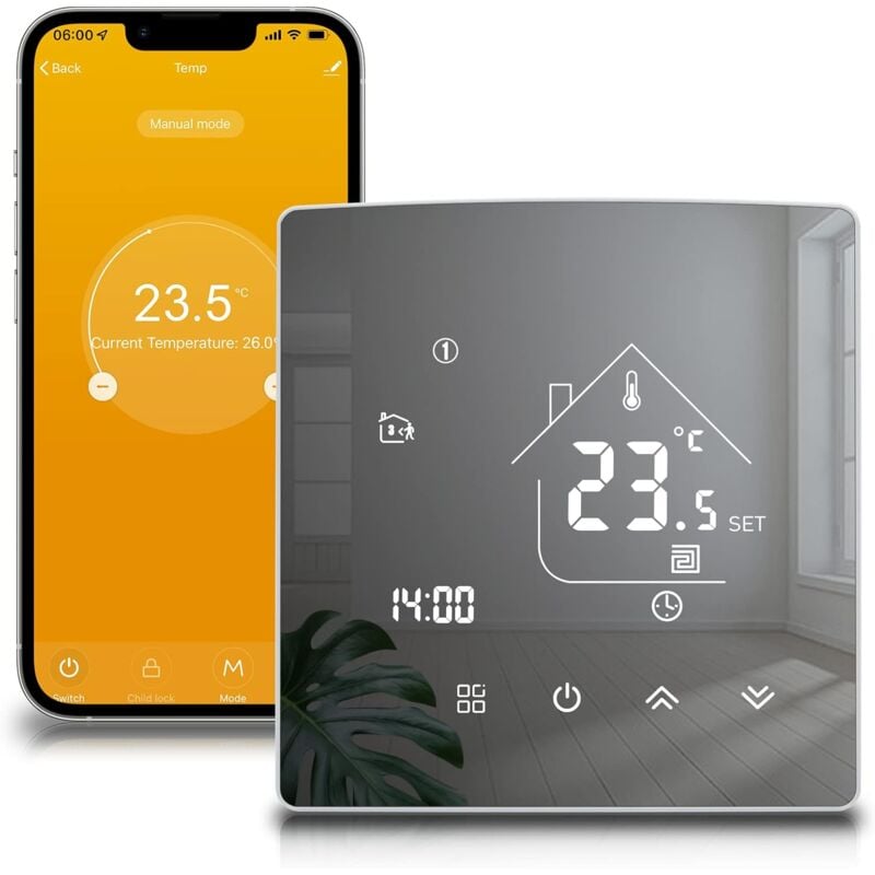 Tuya Smart Thermostat Heizungsthermostat Raumthermostat WiFi Thermostat Smart Wandthermostat für elektrische Fußbodenheizung Kompatibel mit Alexa,