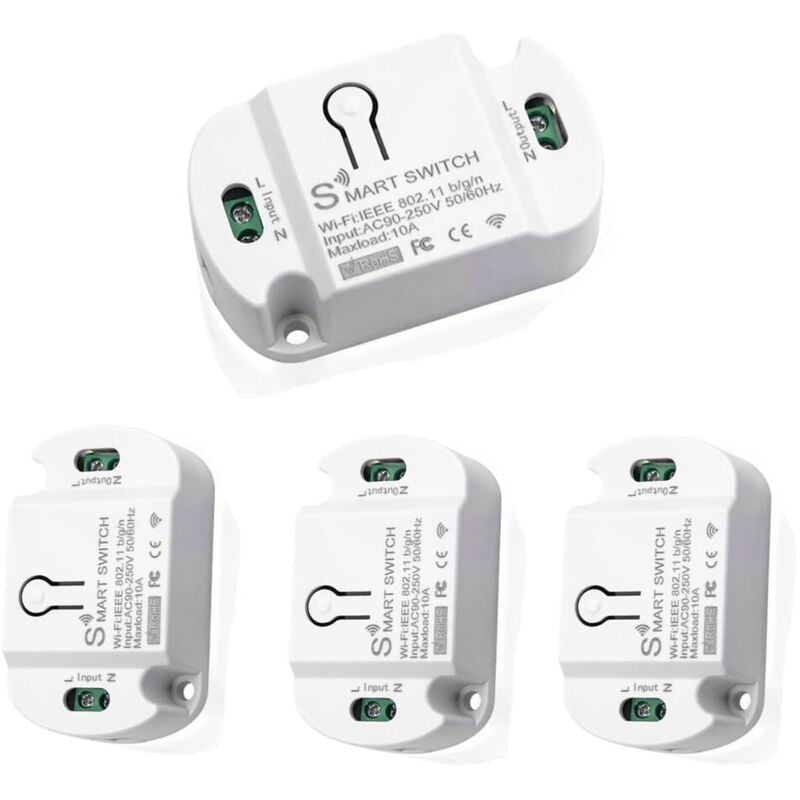 Tuya WiFi Smart Lichtschalter, WiFi Smart Switch, 10A DIY Smart Switch Kompatibel mit Alexa, Google Home (4er-Pack)