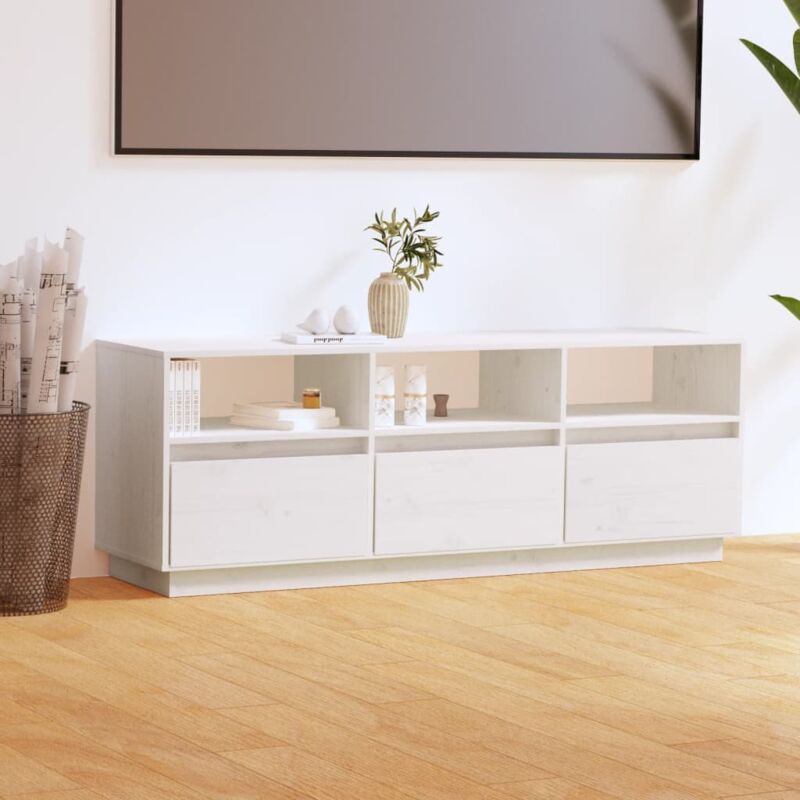 Maison Chic - TV-Lowboard für Wohnzimmer tv Schrank TV-Möbel Weiß 140x37x50 cm Massivholz Kiefer DE71063