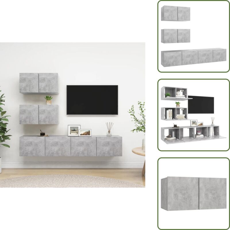 Vidaxl - 4-tlg. TV-Schrank-Set Betongrau Holzwerkstoff - TV-Schrank Set - Wandhängender TV-Schrank - Fernsehtisch - Wohnzimmerschrank - Regal