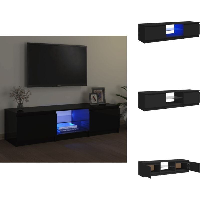 Vidaxl - TV-Schrank mit LED-Leuchten Schwarz 140x40x35,5 cm - tv Schrank - Holzwerkstoff Möbel - led Beleuchtung - Fernseher Regal - Wohnzimmer