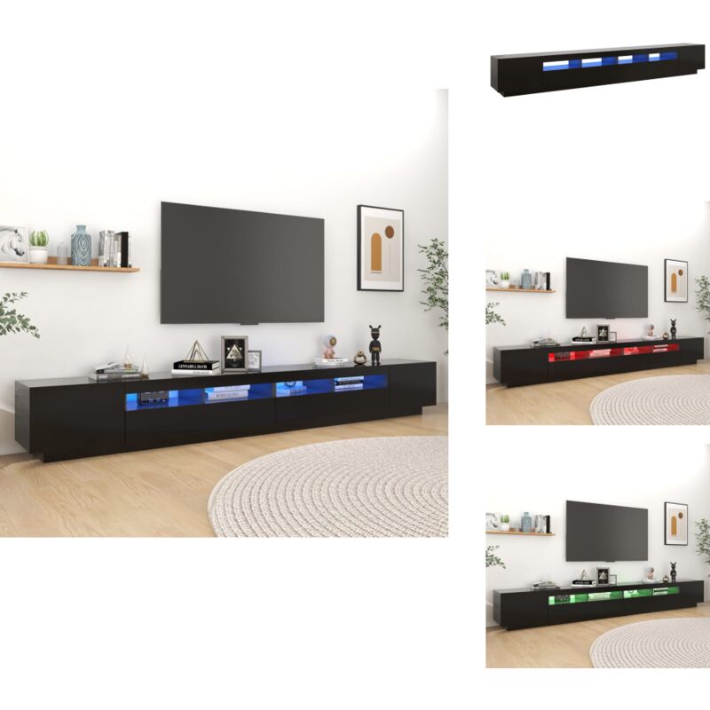 Vidaxl - TV-Schrank mit LED-Leuchten Schwarz 300x35x40 cm - tv Schrank - Holzwerkstoff Möbel - led Beleuchtung - Fernseher Stand - Wohnzimmer