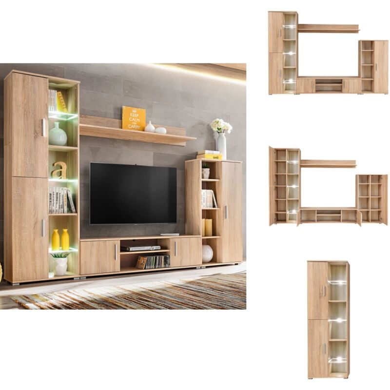 Vidaxl - tv Wohnwand mit LED-Leuchten Sonoma Eiche - TV-Wand - Fernsehschränk - Wohnwand - Sideboard - Wohnzimmer Dekoration