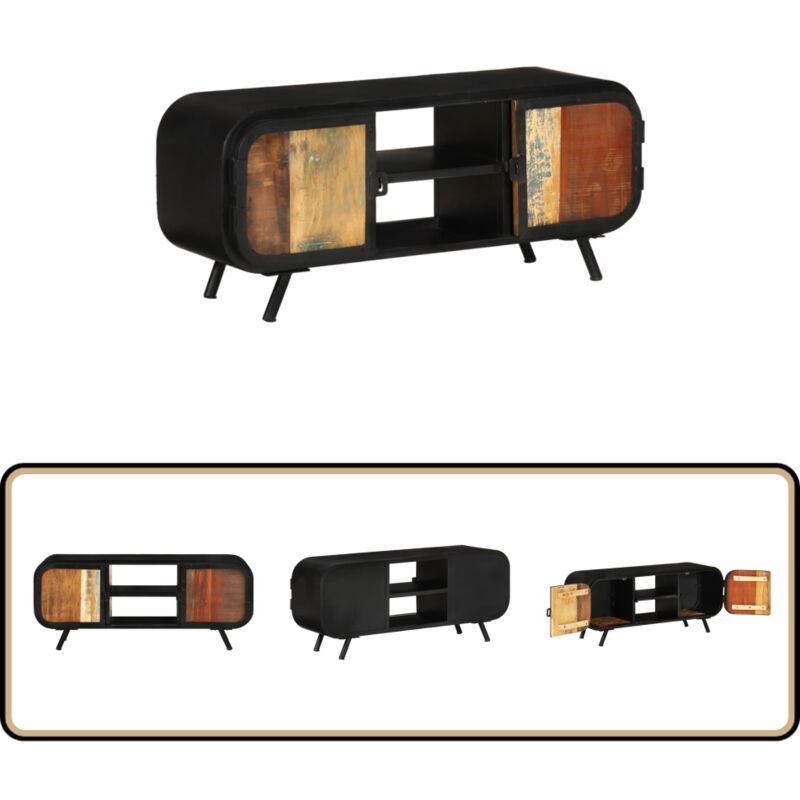 Vidaxl - TV-Schrank 110x30x45 cm Altholz Massiv - Industrieller TV-Schrank - Altholz Schrank - Retro TV-Stand - Holzkasten - Fernsehtisch