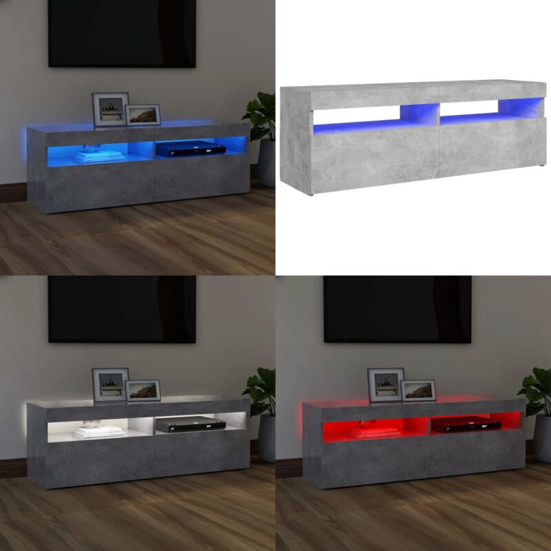 Vidaxl - TV-Schrank mit LED-Beleuchtung Betongrau 120x35x40 cm - tv Schrank - Holzwerkstoff Möbel - Wohnzimmer Dekoration - led Beleuchtung - Smart