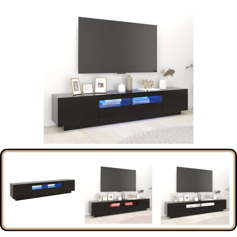 Vidaxl - TV-Schrank mit LED-Leuchten Schwarz 200x35x40 cm - tv Schrank - Holzwerkstoff Möbel - led Beleuchtung - Wohnzimmer Dekoration - Fernseher