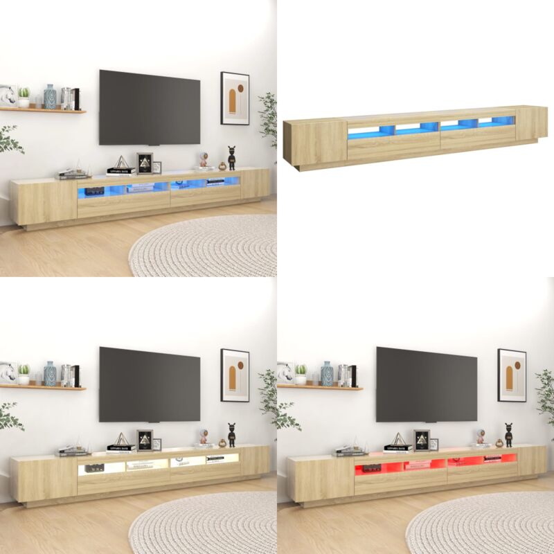 Vidaxl - TV-Schrank mit LED-Leuchten Sonoma-Eiche 300x35x40 cm - tv Schrank - Holzwerkstoff Möbel - Sonoma Eichen Dekoration - led Beleuchtung