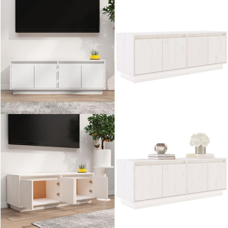 Vidaxl - TV-Schrank Weiß 110x34x40 cm Massivholz Kiefer - tv Schrank - Kiefernholzmöbel - Weißes Möbelstück - Wohnzimmereinrichtung - Regal Für