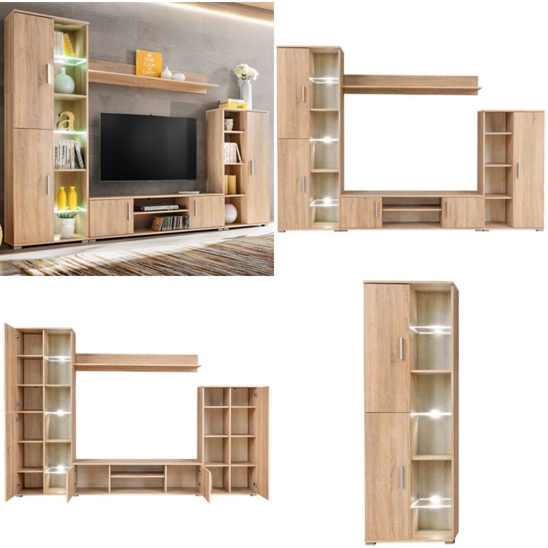 Vidaxl - tv Wohnwand mit LED-Leuchten Sonoma Eiche - TV-Wand - Fernsehschränk - Wohnwand - Sideboard - Wohnzimmer Dekoration - Home & Living