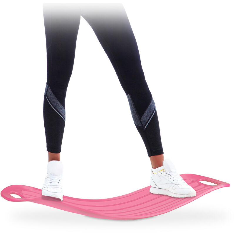 Twist Board, handliches Balance Board für Ganzkörpertraining, belastbares xl Workout Board bis 150 kg, pink - Relaxdays