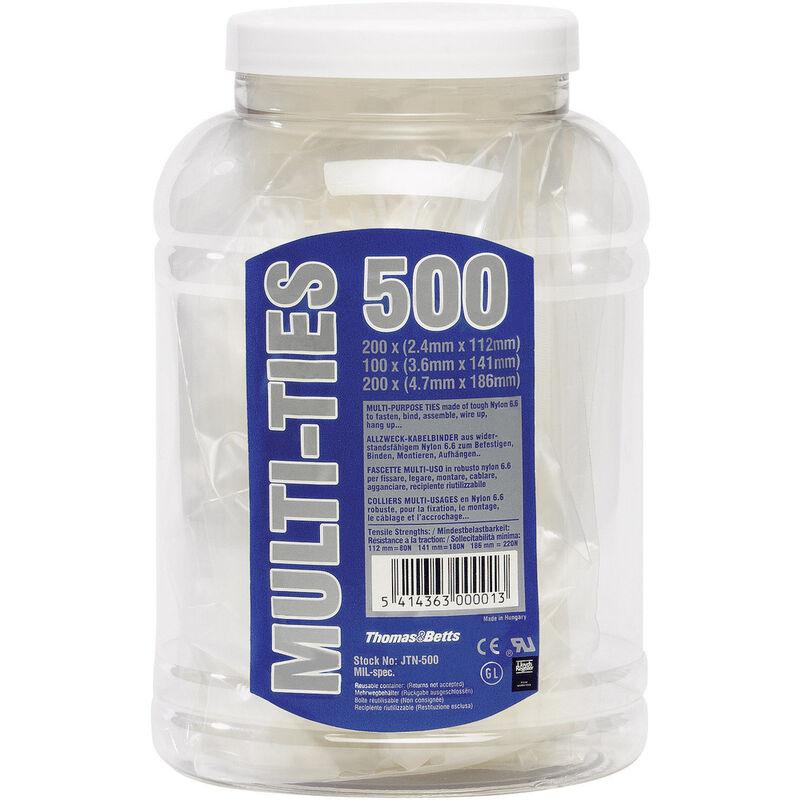 ABB - JTB-500 JTB-500 Kabelbinder 112 mm, 141 mm, 186 mm 4.70 mm Schwarz 500 St.