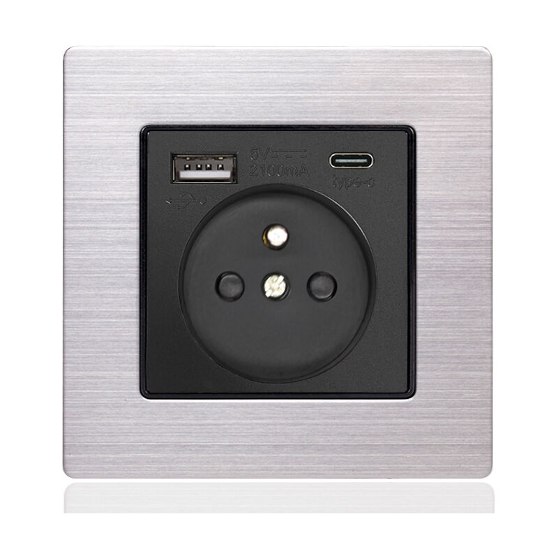 Typ-c+USB16A Typ 86 Französische Steckdosenleiste, Anzahl der Steckdosen: 2 Löcher, Anzahl der USB-Anschlüsse: 1, Anzahl der Typ-C-Anschlüsse: 1,