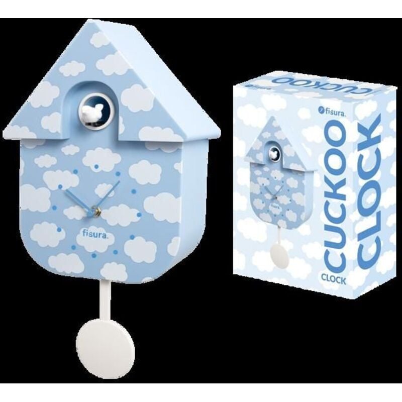 Kuckucksuhr - FISURA - Grau mit weißem Zifferblatt - 3 Soundmodi - Maße 21,5 x 8 x 41,5 cm