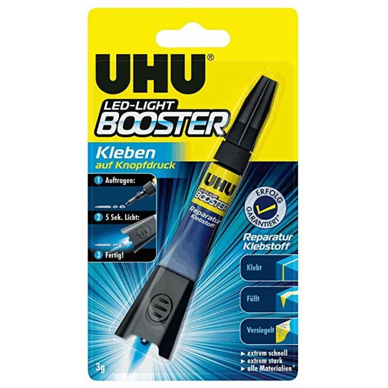 FP - uhu LED-Light Booster, Kleben auf Knopfdruck - lichtaktivierter Reparatur-Klebstoff, 3g
