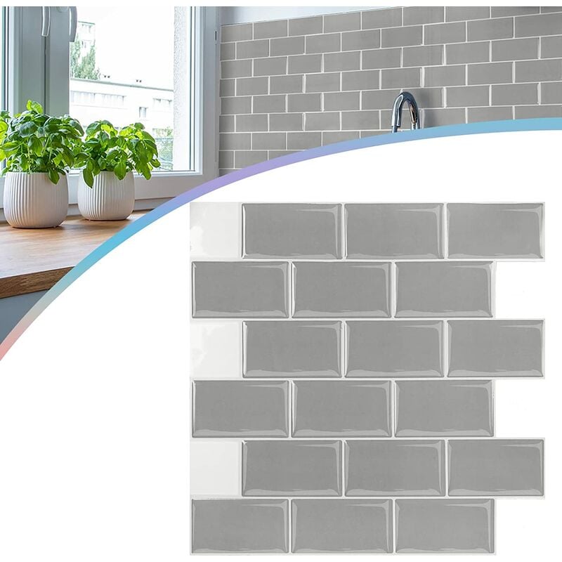 Uisebrt - 10 Blätter 3D Fliesenaufkleber Bad Küche Selbstklebende Fliesen, Wasserdicht Fliesensticker Aufkleber Fliesenfolie Wandfliesen Klebefolie