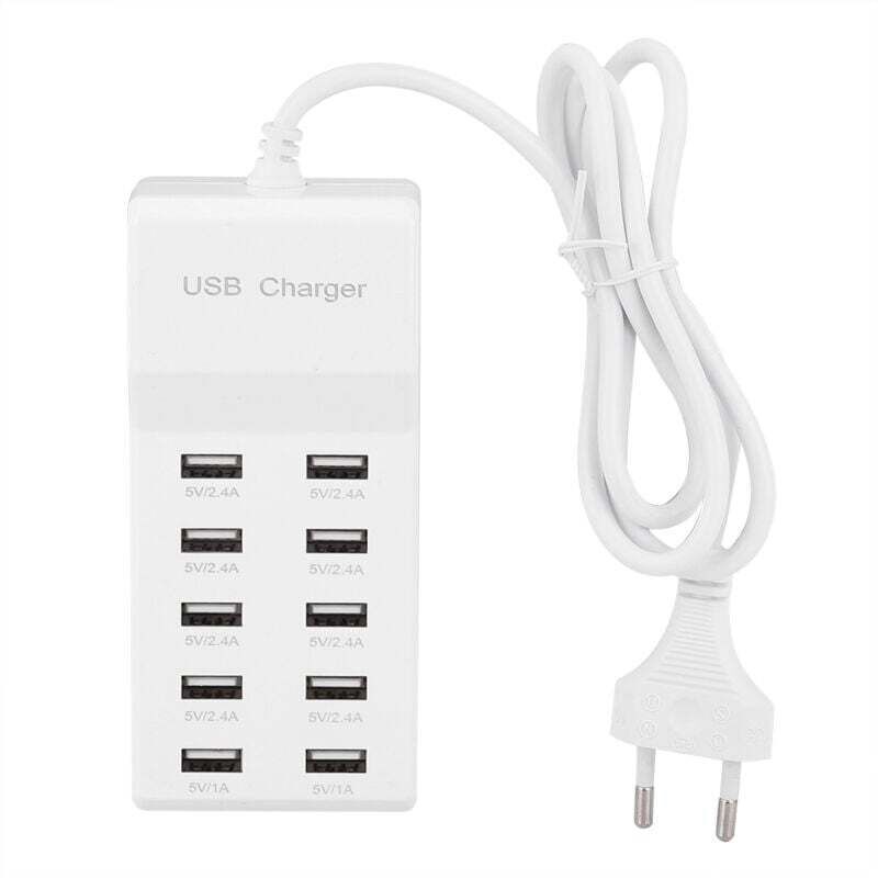 Ulisem 10 Ports 5V USB-Ladegerät, intelligentes Schnellladen für Mobiltelefone, tragbares USB-Ladegerät für unterwegs (EU-Stecker)