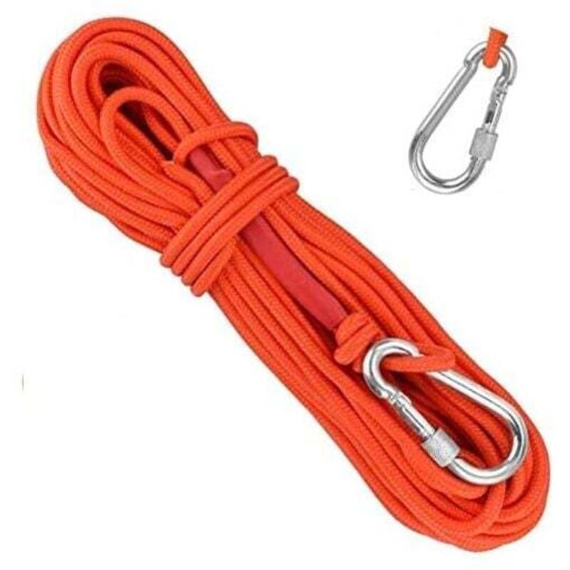 Ulisem 20 m langes, geflochtenes Kletterseil aus Polypropylen mit Karabiner, UV-Schutz, Anti-Schimmel, Anti-Korrosion, multifunktional, zum Angeln,