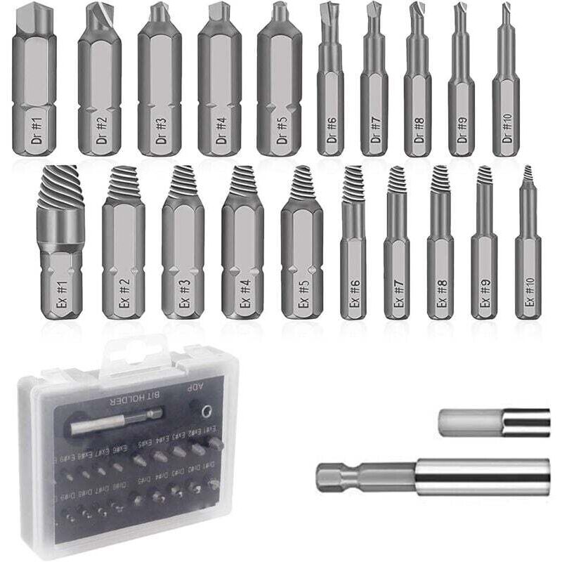 Ulisem 22-teiliges Schraubenausdreher-Set, Werkzeug zum Entfernen abgebrochener Schrauben für 2–12 mm abgebrochene Schrauben oder Bolzen SE22
