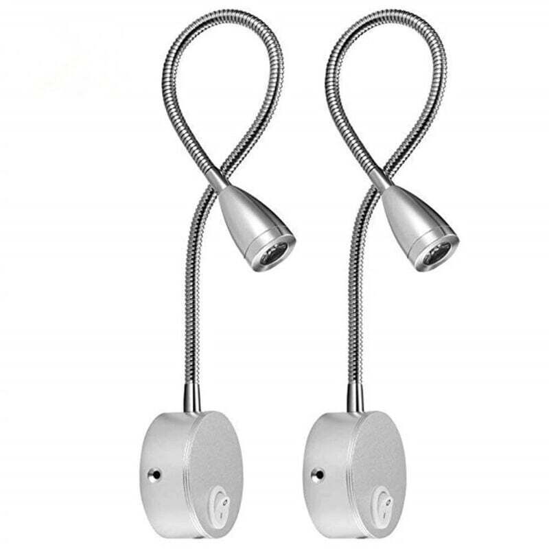 Ulisem 3 W flexibles Wandleselicht mit EU-Stecker und Schalter, Wandleuchter zum Lesen, für Bücher, Kopfteil, Schlafzimmer (2er-Pack, warmes Licht)