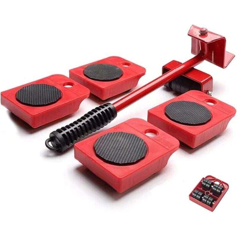 Ulisem 5-in-1-Transporter für schwere Möbel, Möbelheber, Transporter für schwere Schränke/Kühlschränke/Klavier usw. Maximale Tragkraft 150 kg. (Rot)