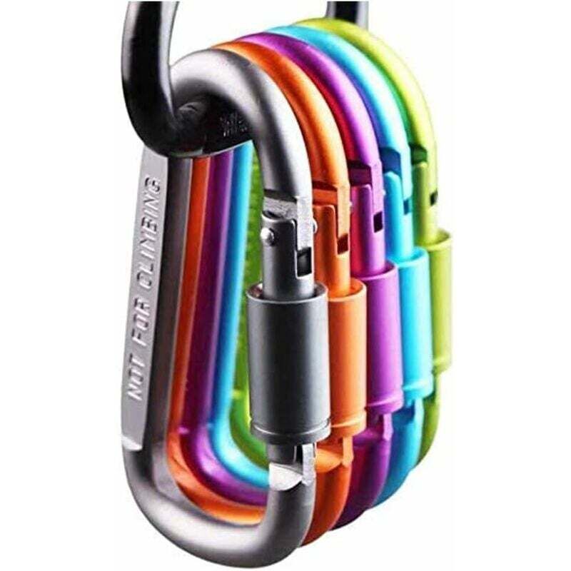 6er-Pack Aluminium-Karabiner mit D-Ring-Verriegelung für Camping, Reisen, Angeln, Wandern. - Ulisem