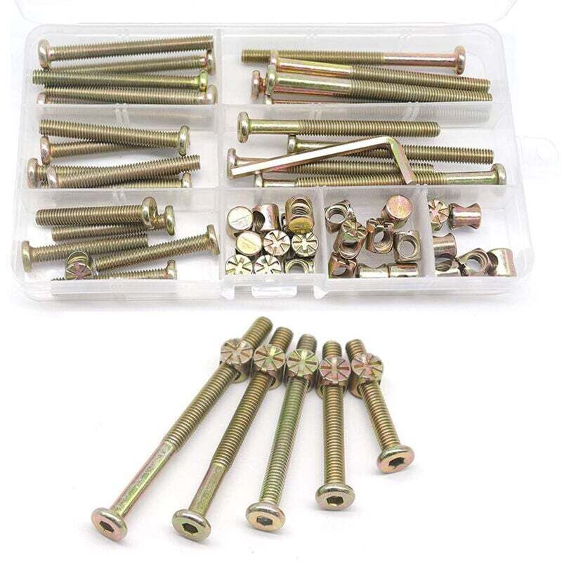 Ulisem Bettrahmen-Schrauben- und Muttern-Set, Kinderbettteile, 25-teiliges Etagenbett-Schrauben-Set M6-1 x 40 mm/50 mm/60 mm/70 mm/80 mm/80