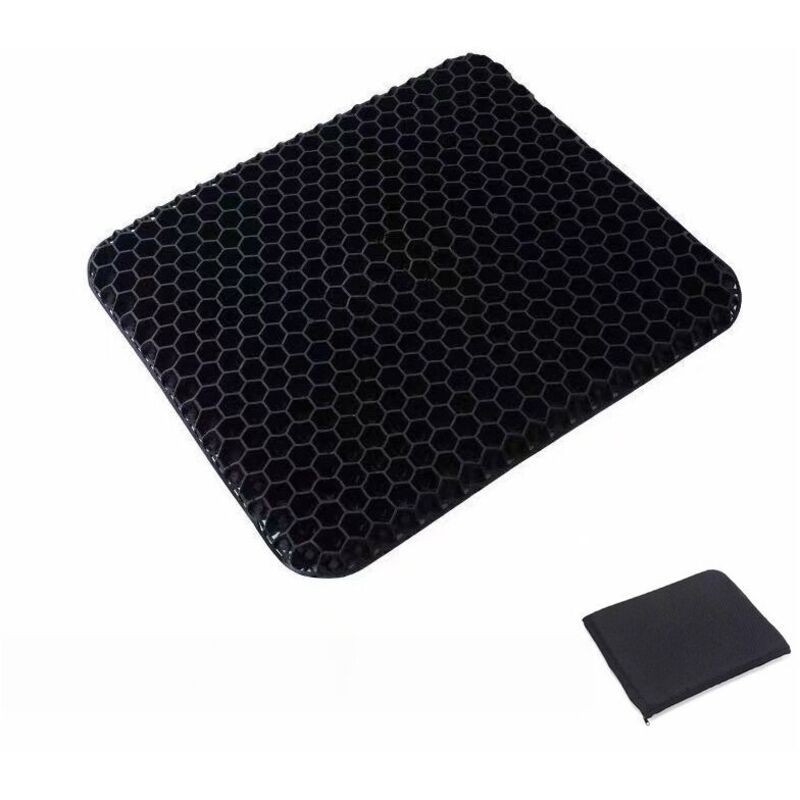 Gel-Sitzkissen, atmungsaktives Gel-Sitzkissen mit rutschfestem Bezug für Auto/Büro/Rollstuhl, Schwarz - Ulisem