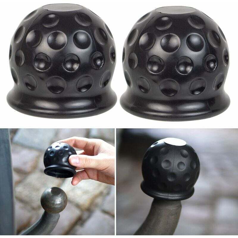 Kugelabdeckung für Anhängerkupplung, BR-Vie 2er Set, für Kugelkopf Anhängerkupplungen bis ø 50 mm Gummi-Kugelabdeckung, Hakenabdeckung gegen Abrieb