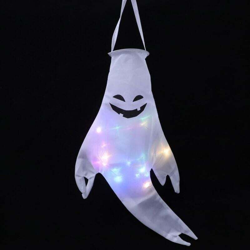 Ulisem Lichterkette für den Außenbereich, Halloween-Hängegeist-Dekoration, Halloween-Windsäcke, Hängegeist – groß, 127 cm