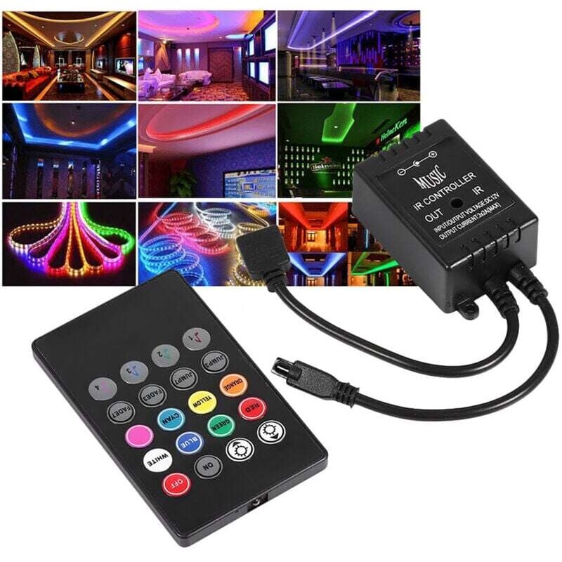 Ulisem RGB-Controller, 12 V – 24 V, 18 A, LED-Lichtstreifen-Dimmer-Controller, RF-Fernbedienung, 20 Tasten, kabellose Steuerung,
